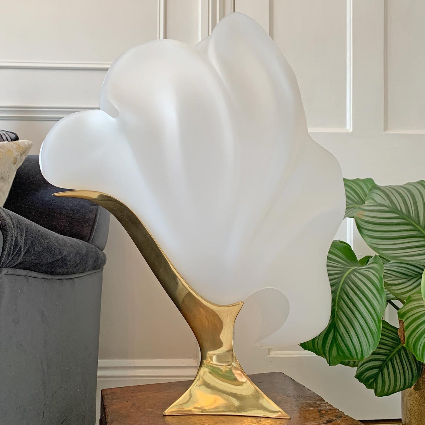 Rare Maison Rougier White Figural Shell Lamp 1970's