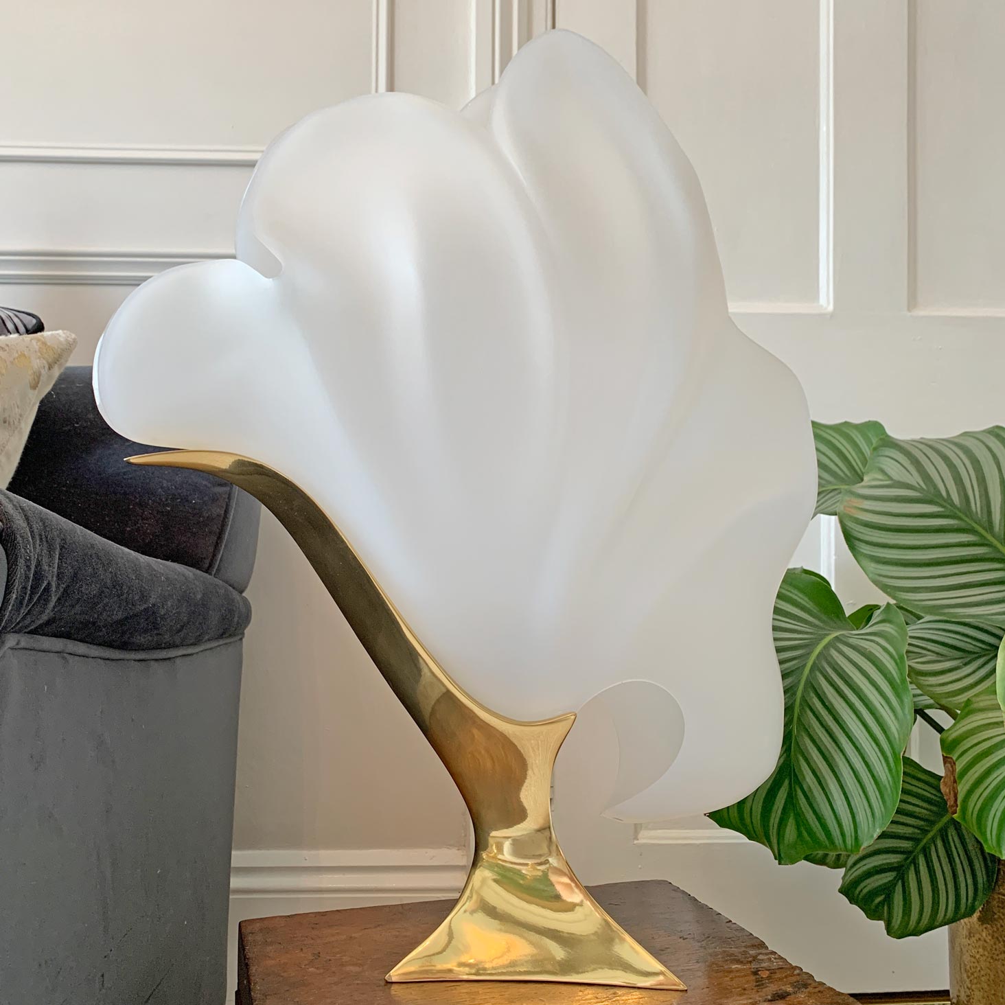 Rare Maison Rougier White Figural Shell Lamp 1970's