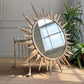 A 20th century hand crafted French metal sunburst mirror, in the brutalist fashion, of incredible large proportions with welded decorative flourishes, finished in an off white 