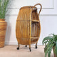Mid-Century Italian Bamboo Barrel Bar Cart by Bonacina