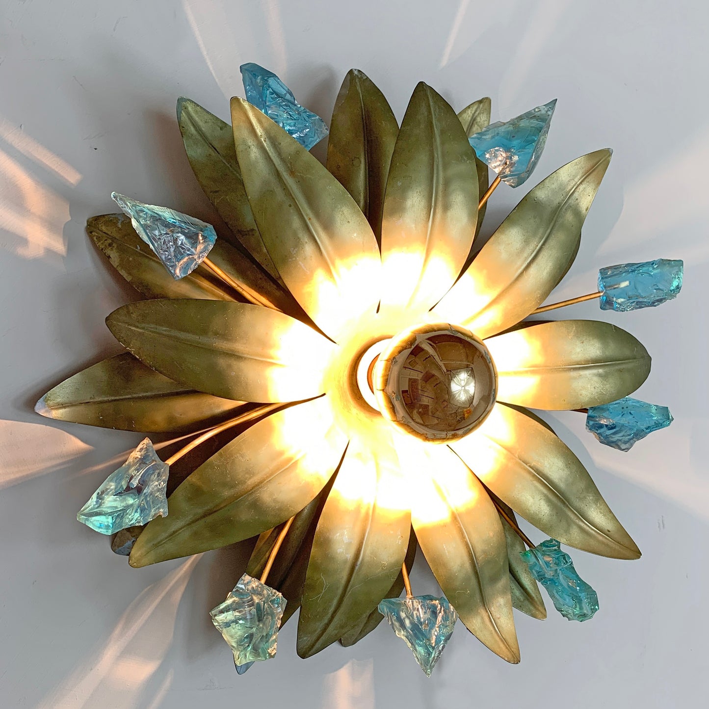 Chateau De Brie Aqua Aura Quartz Flower Wall Light