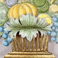 1950's French Toleware Polychrome Painted Basket of Fruit and Flowers Wall Light