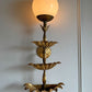 Italian Gilt Metal Tiered Scallop Wall Light with Milk Glass Globe 1950's