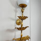 Italian Gilt Metal Tiered Scallop Wall Light with Milk Glass Globe 1950's