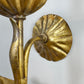 Italian Gilt Metal Tiered Scallop Wall Light with Milk Glass Globe 1950's