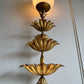 Italian Gilt Metal Tiered Scallop Wall Light with Milk Glass Globe 1950's