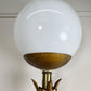 Italian Gilt Metal Tiered Scallop Wall Light with Milk Glass Globe 1950's