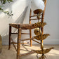 Italian Gilt Metal Tiered Scallop Wall Light with Milk Glass Globe 1950's