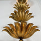 Italian Gilt Metal Tiered Scallop Wall Light with Milk Glass Globe 1950's