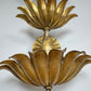 Italian Gilt Metal Tiered Scallop Wall Light with Milk Glass Globe 1950's