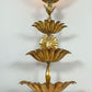 Italian Gilt Metal Tiered Scallop Wall Light with Milk Glass Globe 1950's