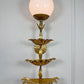 Italian Gilt Metal Tiered Scallop Wall Light with Milk Glass Globe 1950's