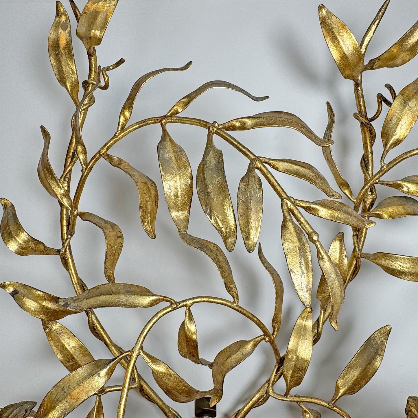 An Exceptional Mid-Century Italian Fern Style Gilded Metal Wall Light