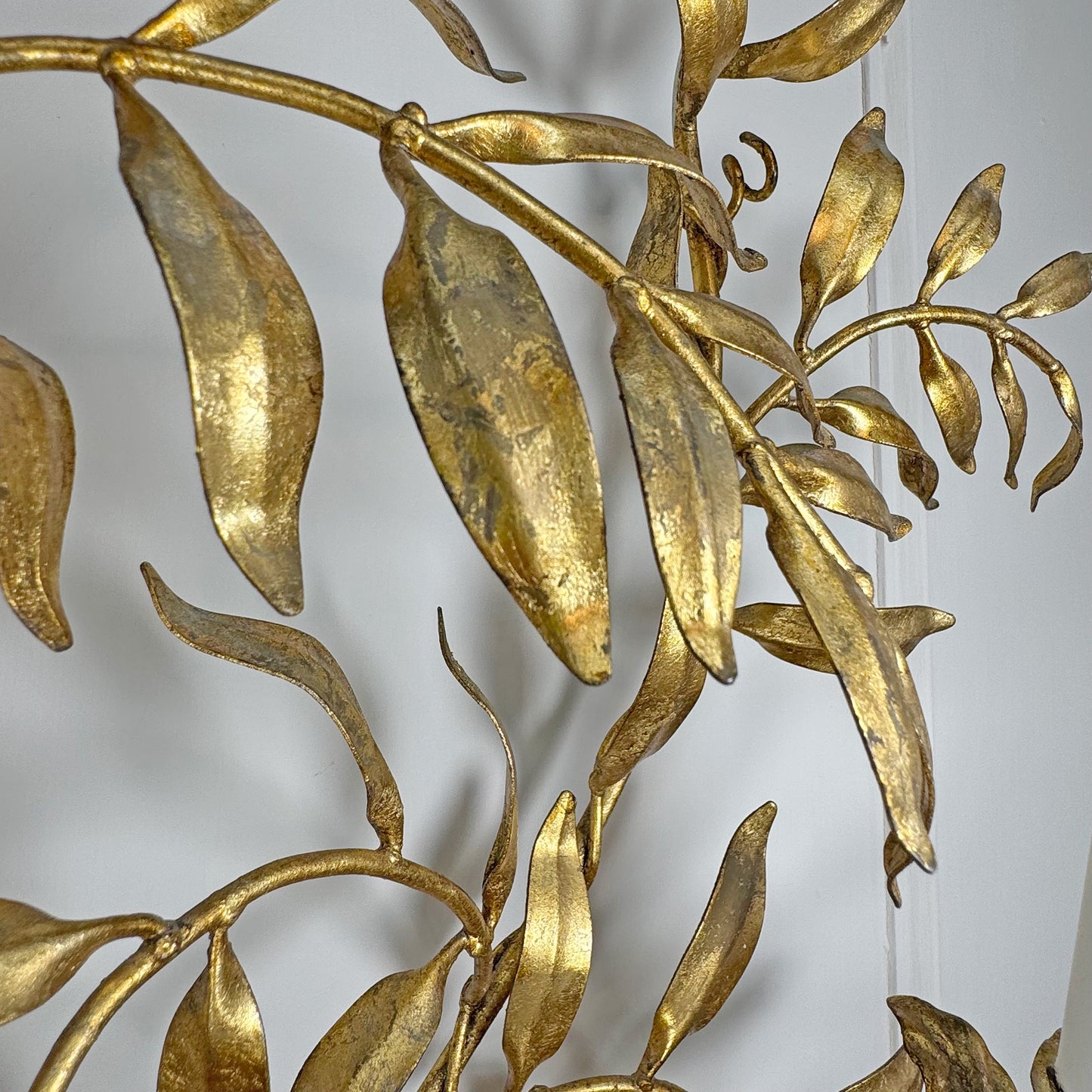 An Exceptional Mid-Century Italian Fern Style Gilded Metal Wall Light