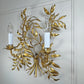 An Exceptional Mid-Century Italian Fern Style Gilded Metal Wall Light