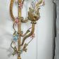 Large Italian Gilt Iron Decorative Floral Wall Light 1950's