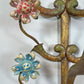Large Italian Gilt Iron Decorative Floral Wall Light 1950's