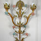 Large Italian Gilt Iron Decorative Floral Wall Light 1950's