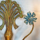 Large Italian Gilt Iron Decorative Floral Wall Light 1950's