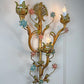 Large Italian Gilt Iron Decorative Floral Wall Light 1950's