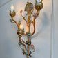 Large Italian Gilt Iron Decorative Floral Wall Light 1950's