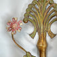 Large Italian Gilt Iron Decorative Floral Wall Light 1950's