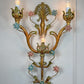Large Italian Gilt Iron Decorative Floral Wall Light 1950's