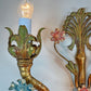 Large Italian Gilt Iron Decorative Floral Wall Light 1950's