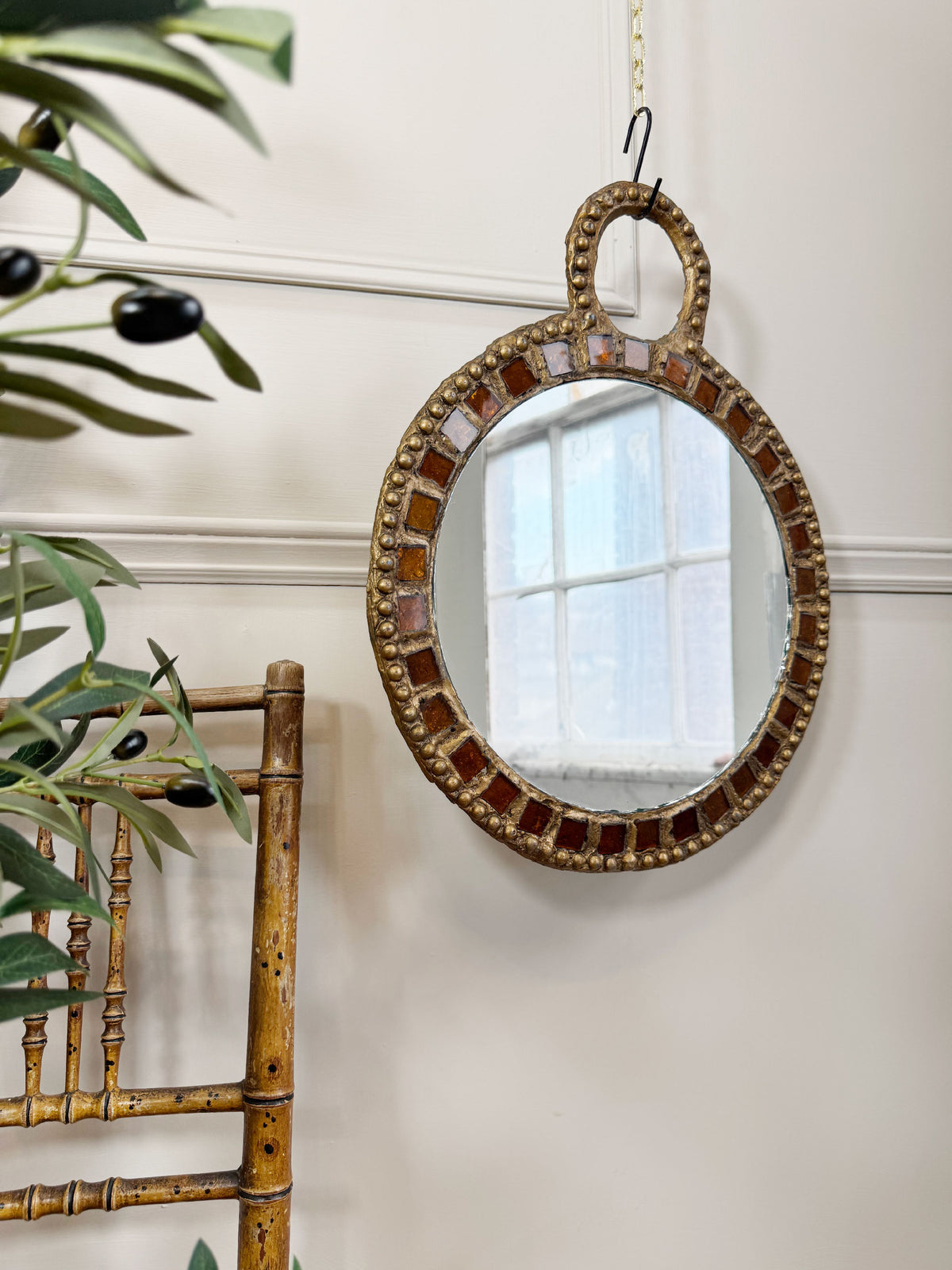 Large Gilt Lead and Glass Mirror By Irena Jaworska 1960's