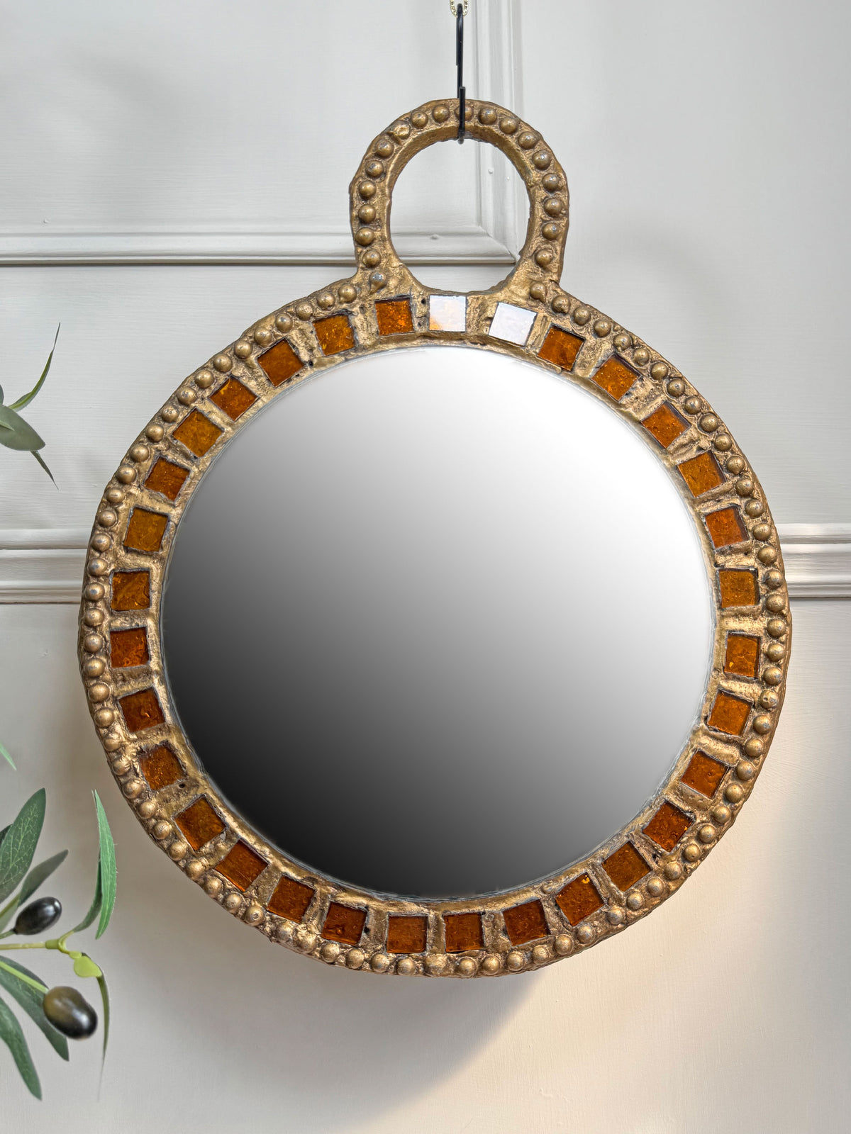 Large Gilt Lead and Glass Mirror By Irena Jaworska 1960's