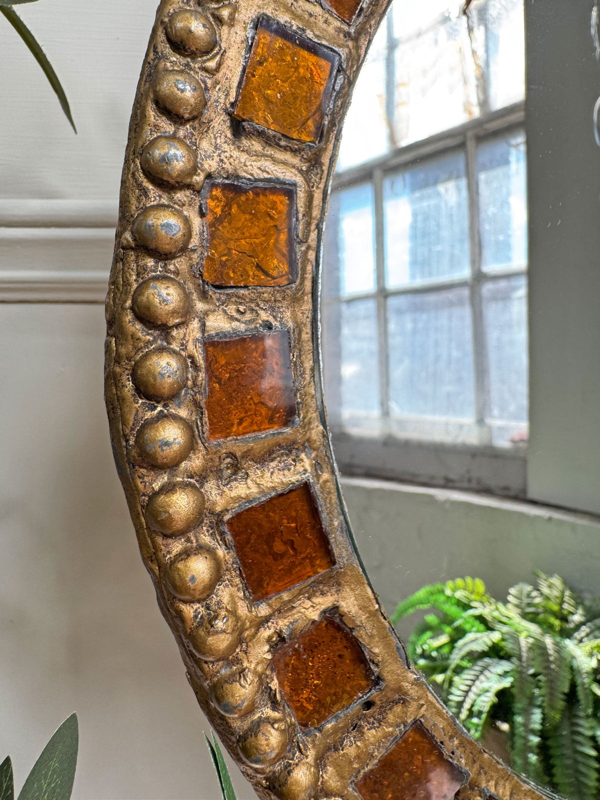 Large Gilt Lead and Glass Mirror By Irena Jaworska 1960's