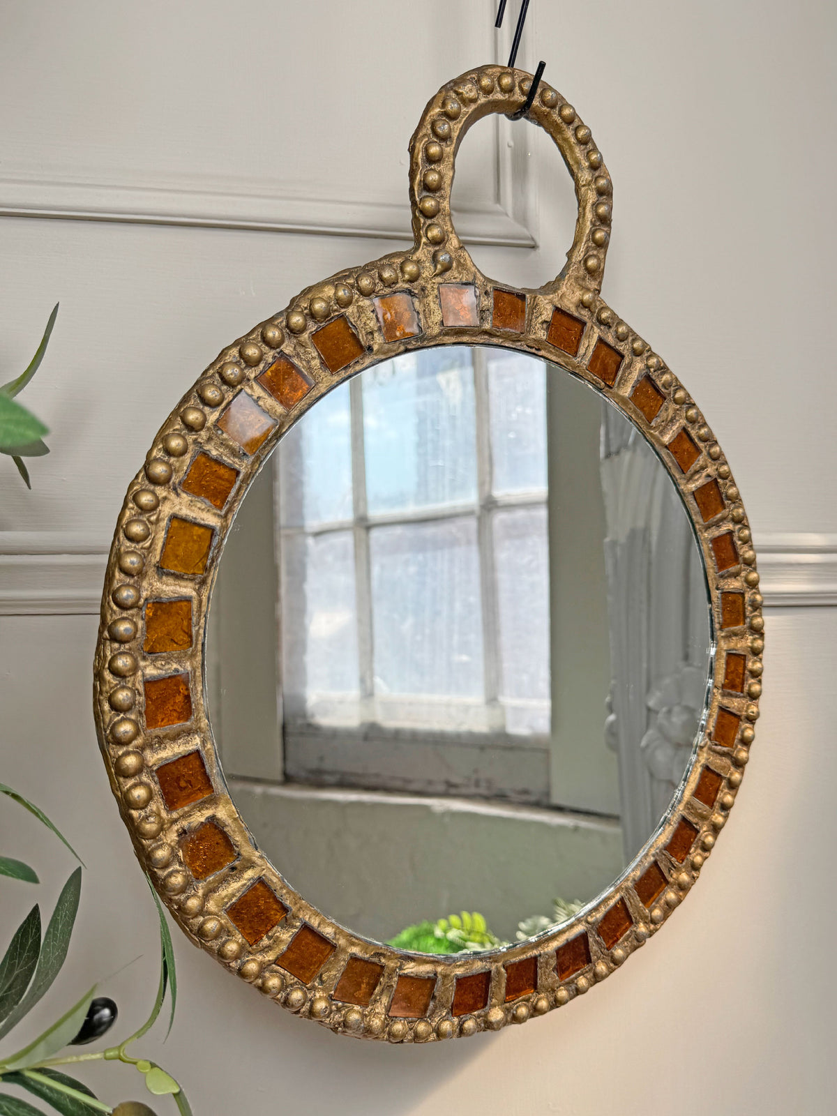 Large Gilt Lead and Glass Mirror By Irena Jaworska 1960's