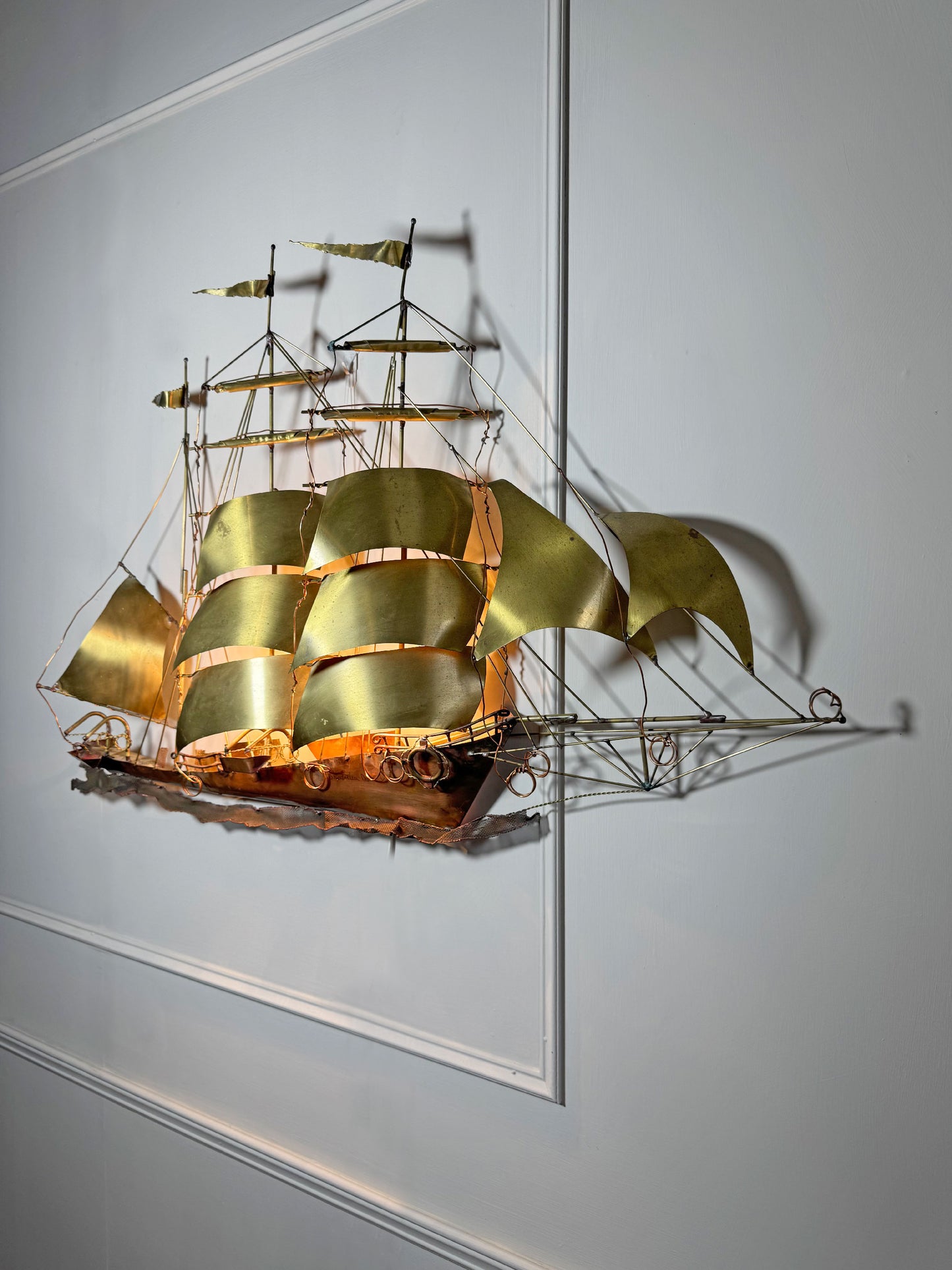 Large Ship Wall Light By Daniel D'haeseleer 1970’s