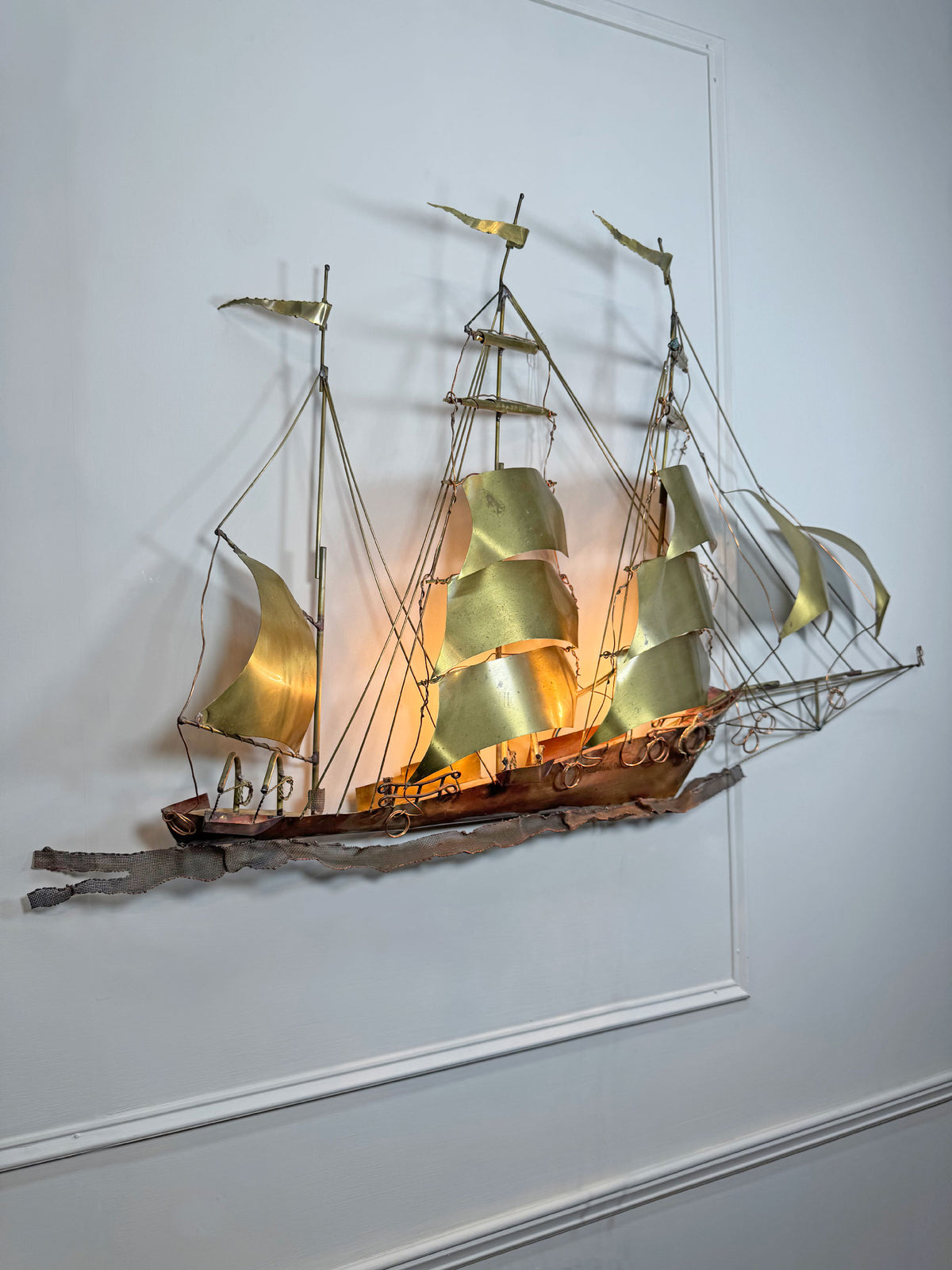 Large Ship Wall Light By Daniel D'haeseleer 1970’s