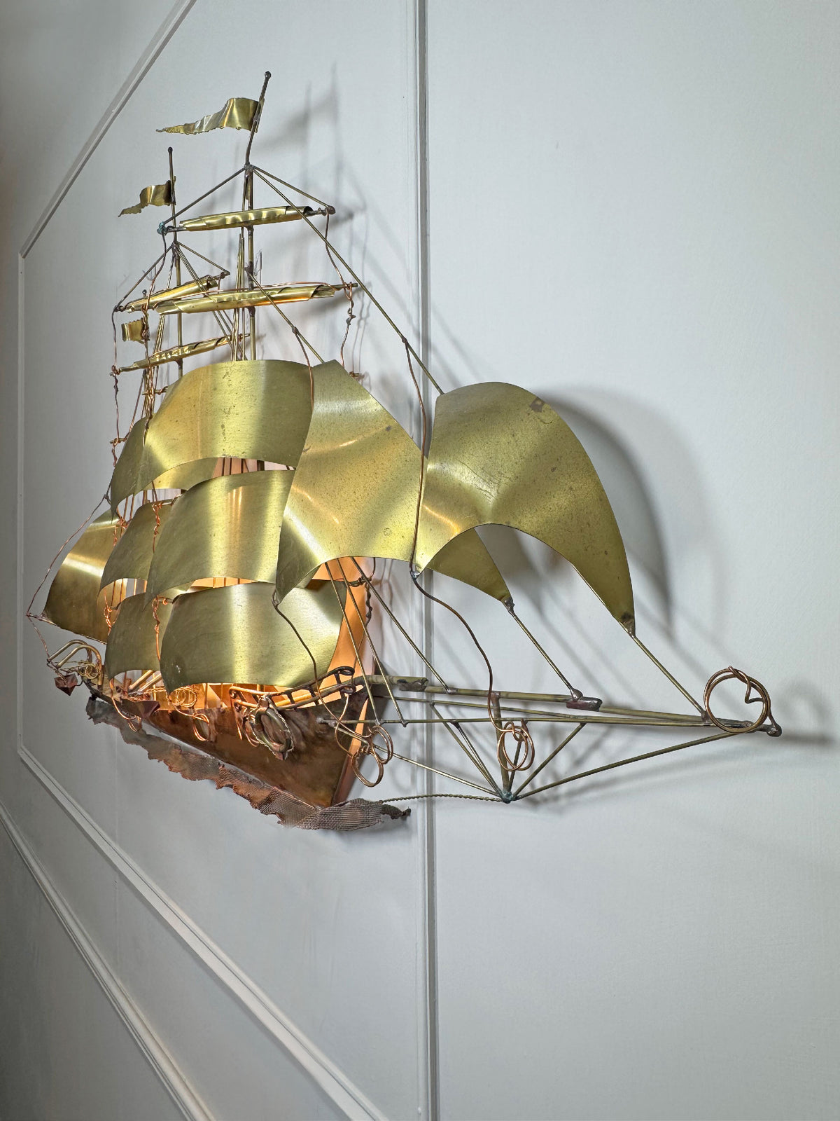 Large Ship Wall Light By Daniel D'haeseleer 1970’s