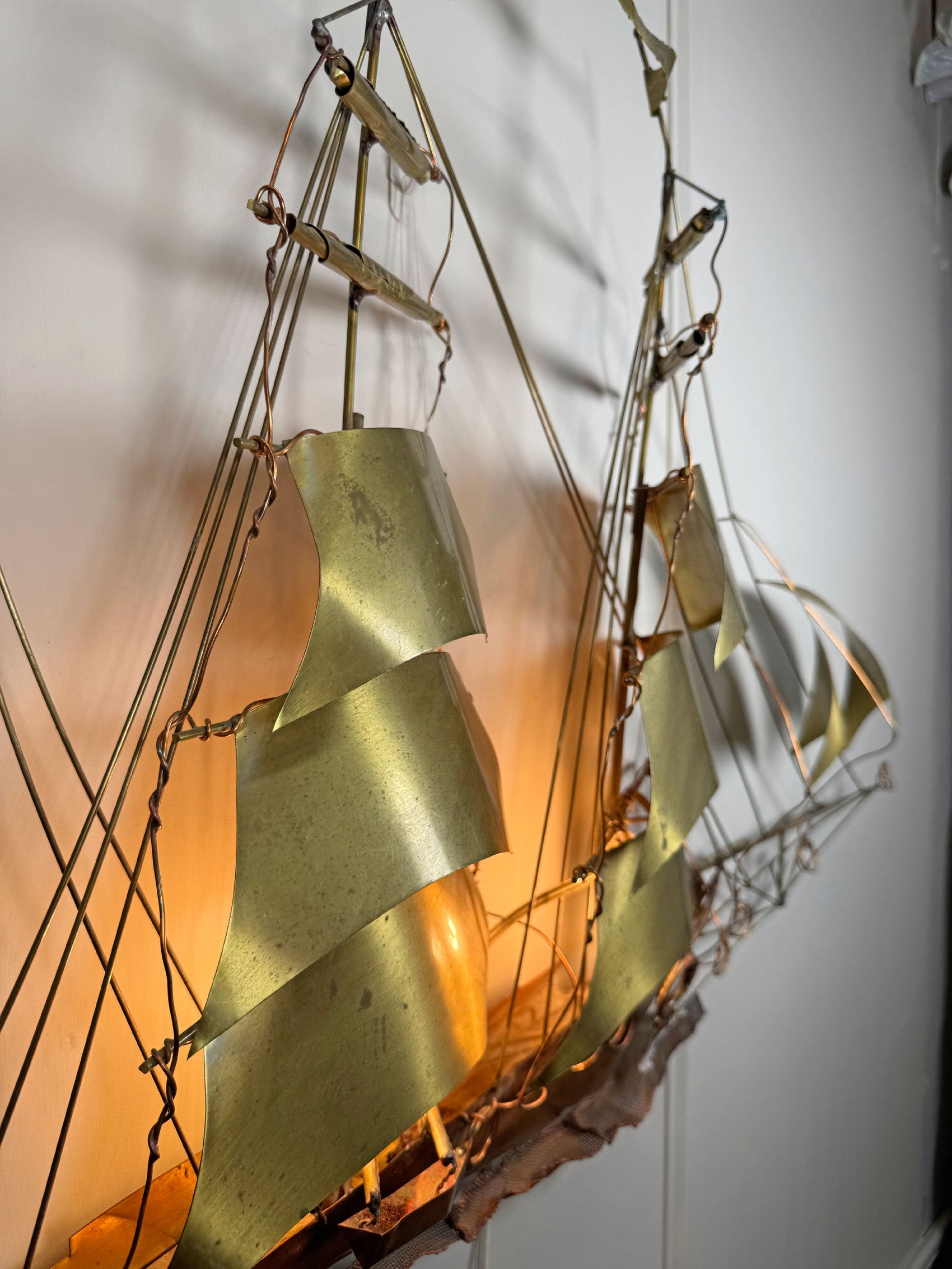 Large Ship Wall Light By Daniel D'haeseleer 1970’s