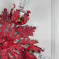 Pair of Rare Banci Firenze Red Acanthus Leaf Flush Ceiling Lights Circa 1950's