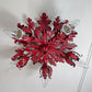 Pair of Rare Banci Firenze Red Acanthus Leaf Flush Ceiling Lights Circa 1950's