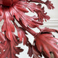 Pair of Rare Banci Firenze Red Acanthus Leaf Flush Ceiling Lights Circa 1950's