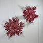 Pair of Rare Banci Firenze Red Acanthus Leaf Flush Ceiling Lights Circa 1950's
