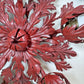 Pair of Rare Banci Firenze Red Acanthus Leaf Flush Ceiling Lights Circa 1950's
