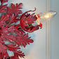 Pair of Rare Banci Firenze Red Acanthus Leaf Flush Ceiling Lights Circa 1950's