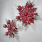 Pair of Rare Banci Firenze Red Acanthus Leaf Flush Ceiling Lights Circa 1950's