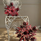 Pair of Rare Banci Firenze Red Acanthus Leaf Flush Ceiling Lights Circa 1950's