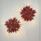 Pair of Rare Banci Firenze Red Acanthus Leaf Flush Ceiling Lights Circa 1950's