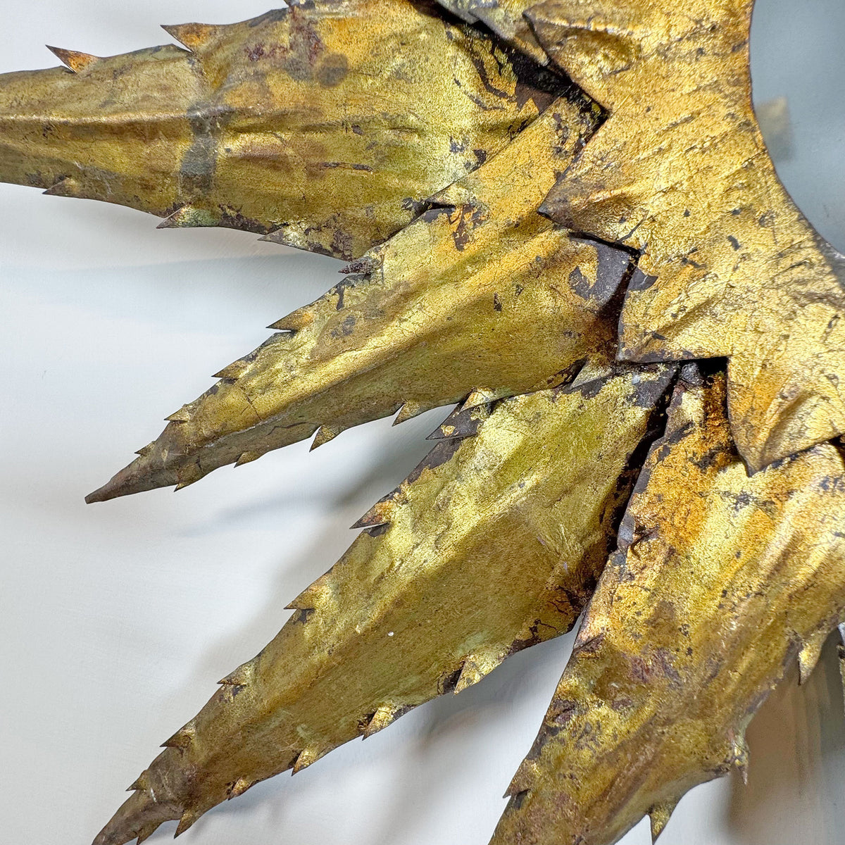Hand-Forged 1950s Mid-Century Brutalist Sunburst Ceiling Light