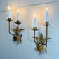Pair of 1950's Ferro Art Gilt Iron Spanish Wall Lights