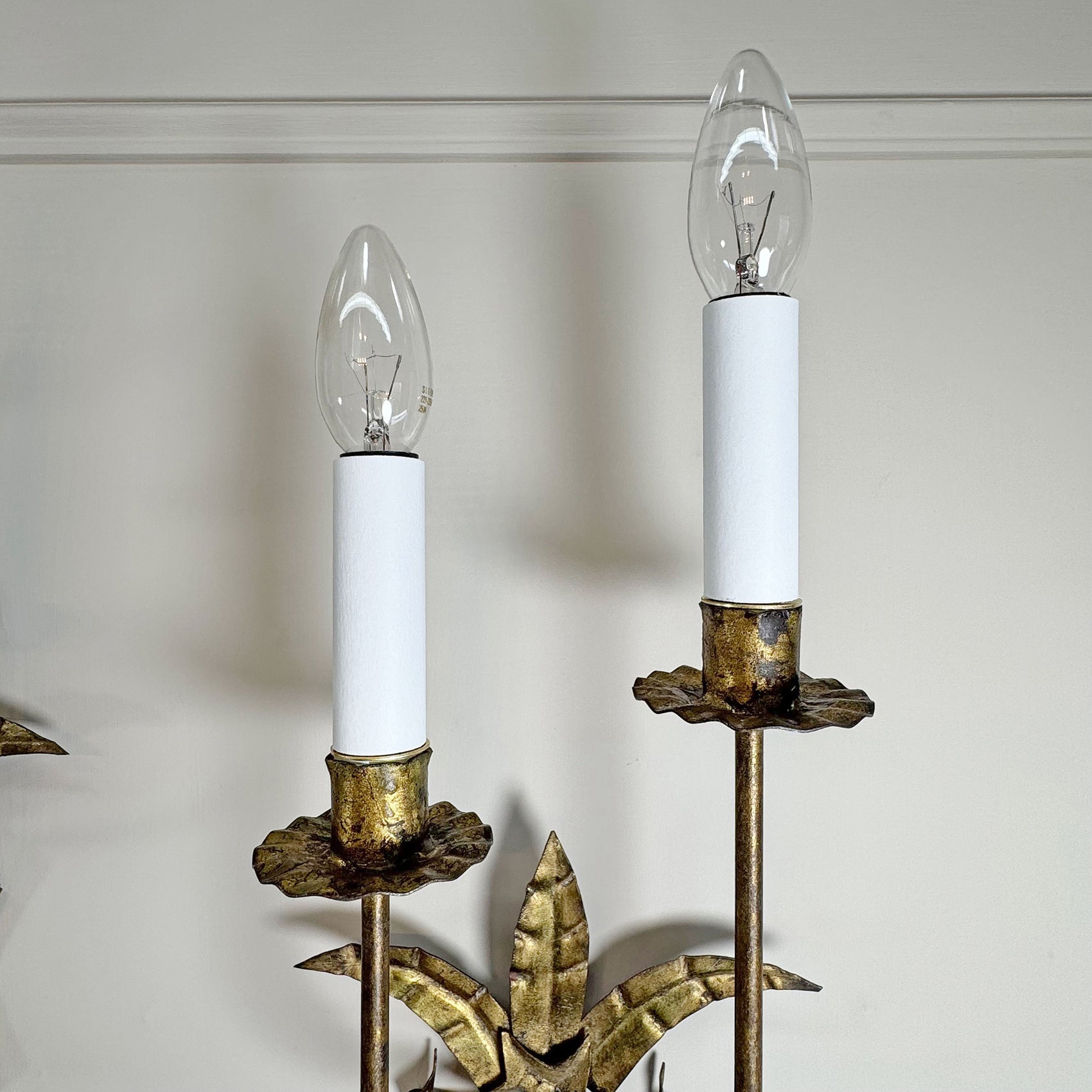 Pair of 1950's Ferro Art Gilt Iron Spanish Wall Lights