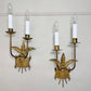 Pair of 1950's Ferro Art Gilt Iron Spanish Wall Lights