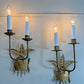 Pair of 1950's Ferro Art Gilt Iron Spanish Wall Lights
